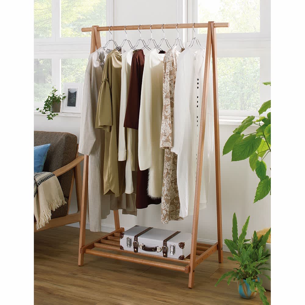 頑丈天然木A型ハンガーラック 幅103cm 通販 - ディノス
