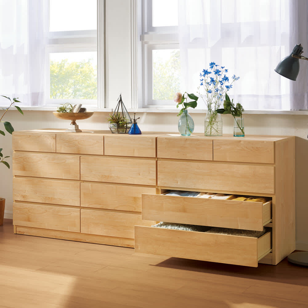 頑丈天板を賢く活用！ワイドクローゼットチェスト 4段・幅120cm 通販