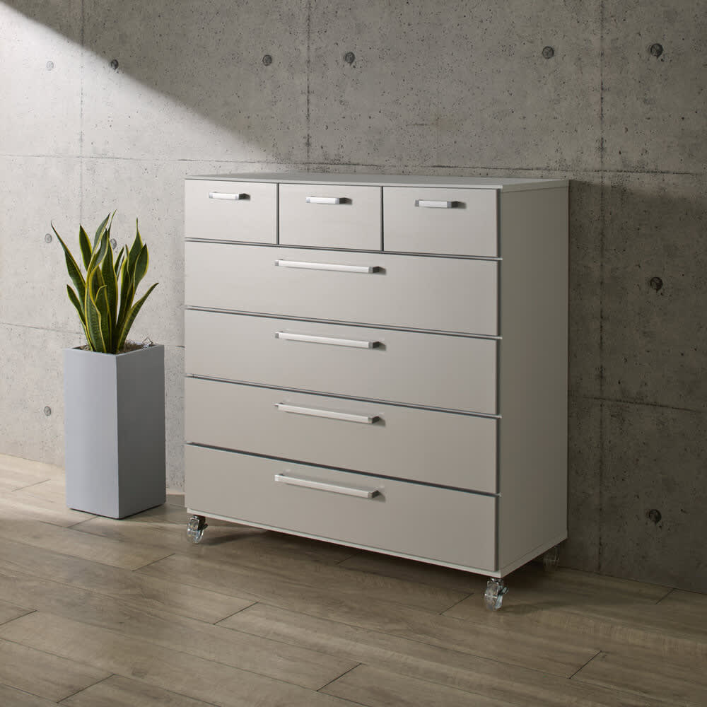 キャスター付きモダンクローゼットチェスト 6段・高さ124.5cm幅60cm