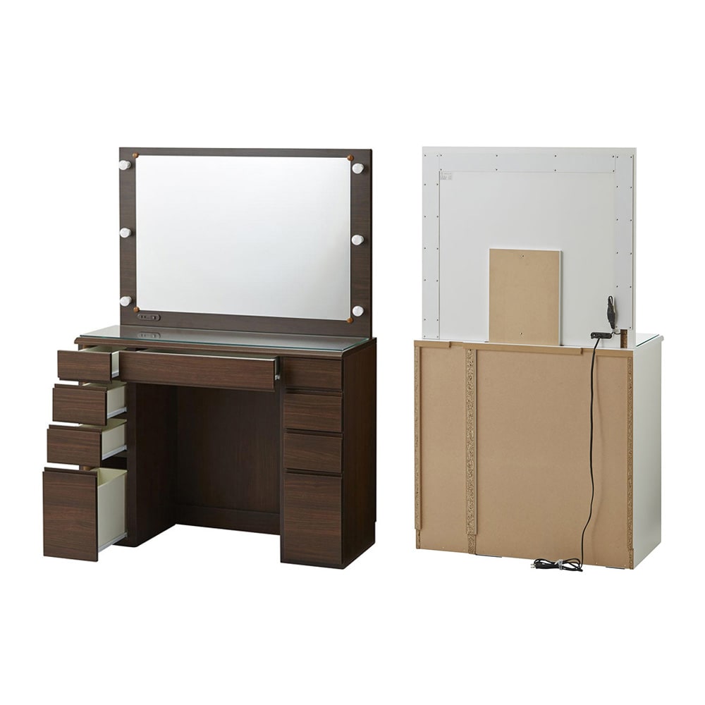 LEDライト付き ドレッサー 幅99cm ホワイト「訳あり・外装不良」 通販