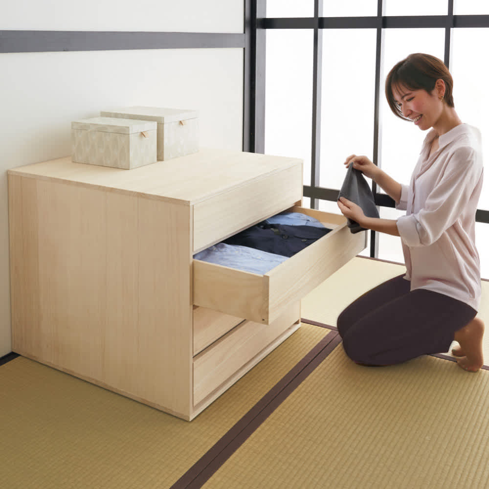 日本製】キャスター付き総桐押し入れタンス 4段 幅75cm奥行75cm 通販