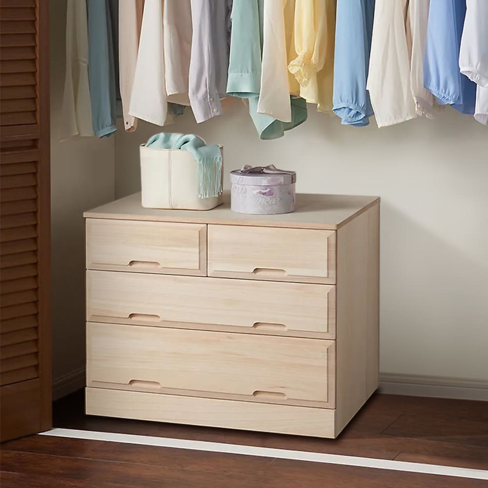 ローチェスト】奥行60cm ロング総桐クローゼットチェスト 幅75cm・3段