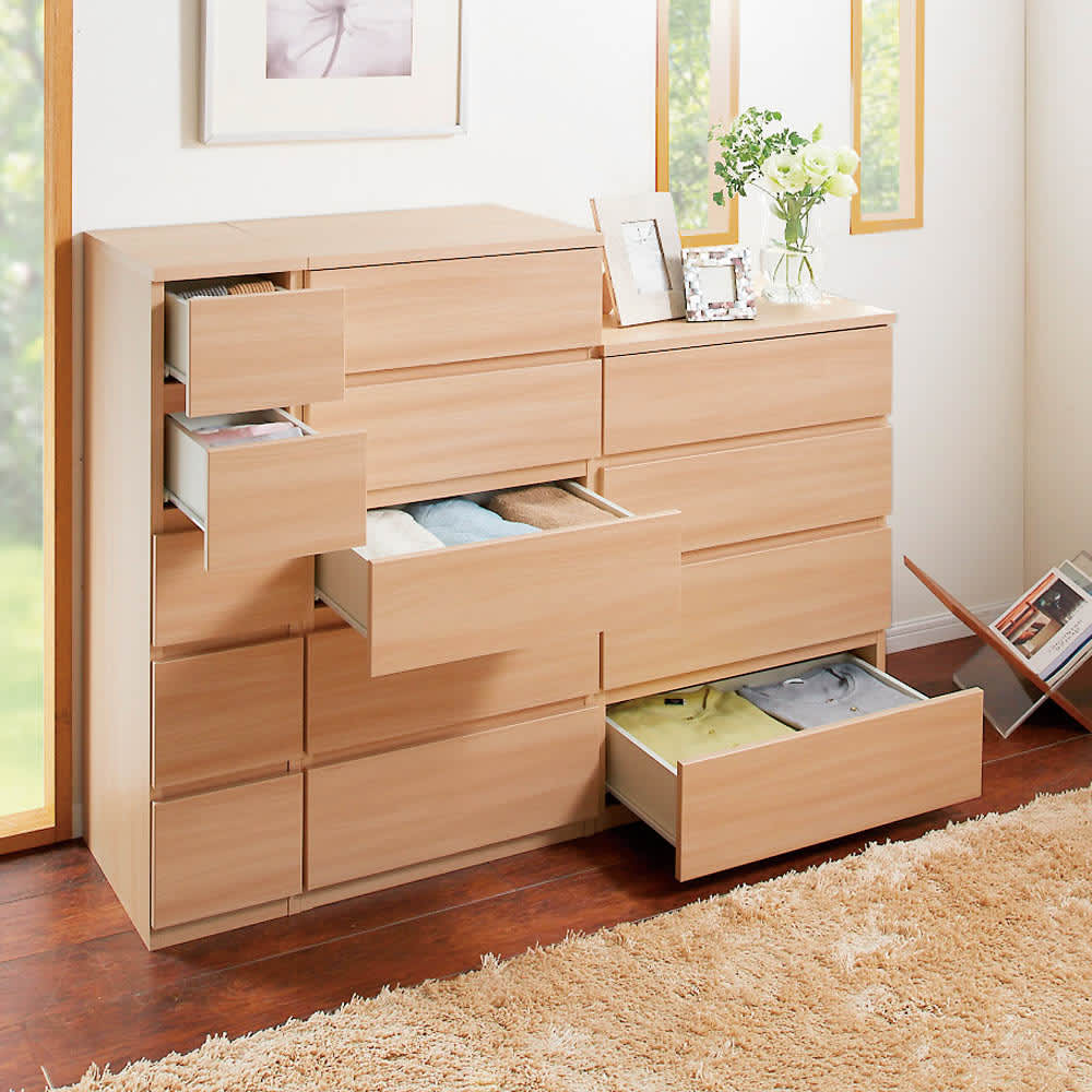 幅1cm単位サイズオーダーチェスト 奥行30cm・5段（高107cm）幅25