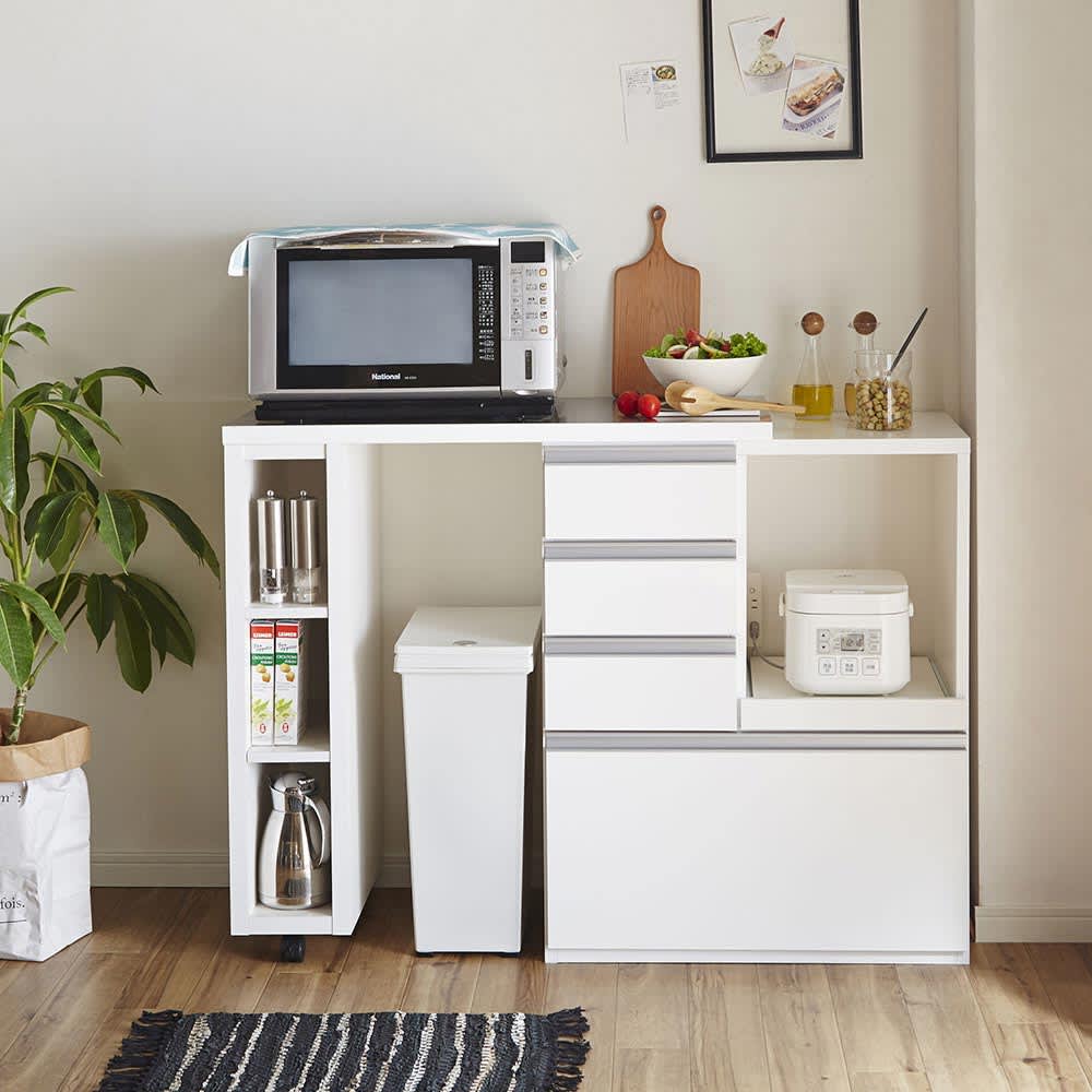 簡単に幅調節可能！スライド伸長式カウンター幅91～126cm 家電タイプ