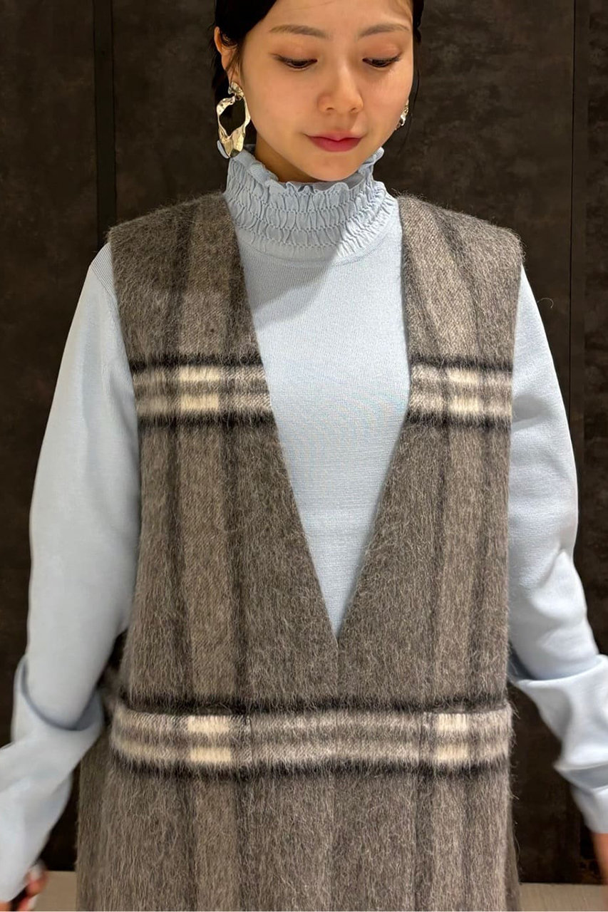 ADORE(アドーア)｜アルパカシャギーチェックワンピース/グレー の通販