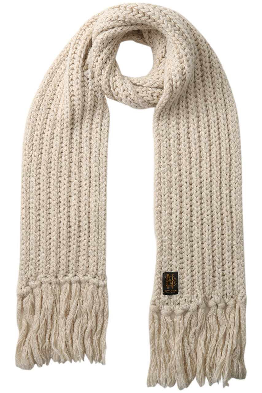 BATONER(バトナー)｜【UNISEX】フリンジ マフラー ショート/アイボリー