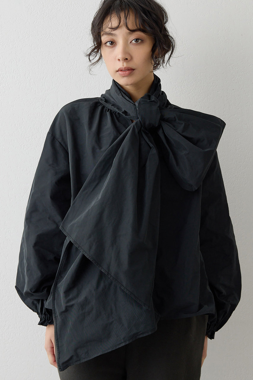 Whim Gazette(ウィム ガゼット)｜メモリータフタボウブラウス/ブラック