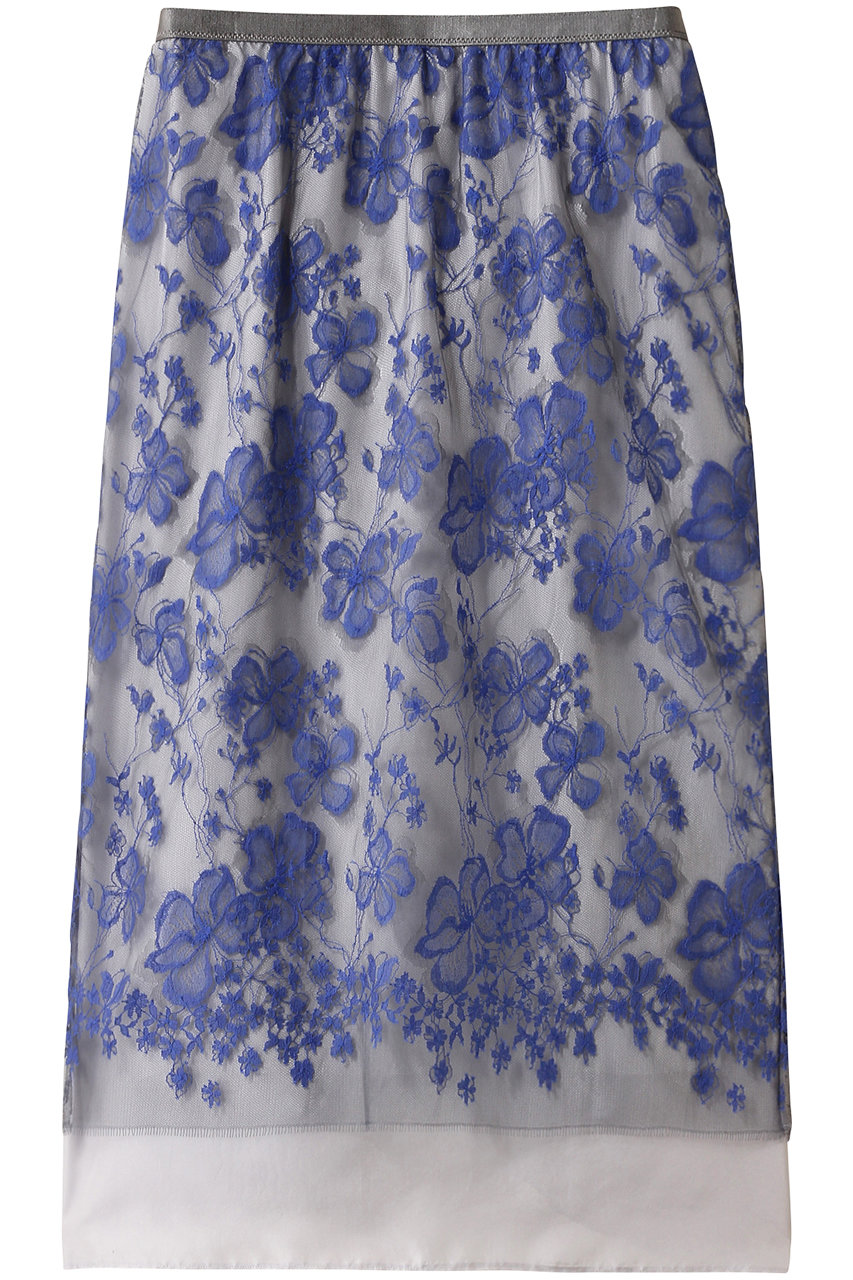 ebure(エブール)｜ブルーフラワーレース タイトスカート/ブルー の通販