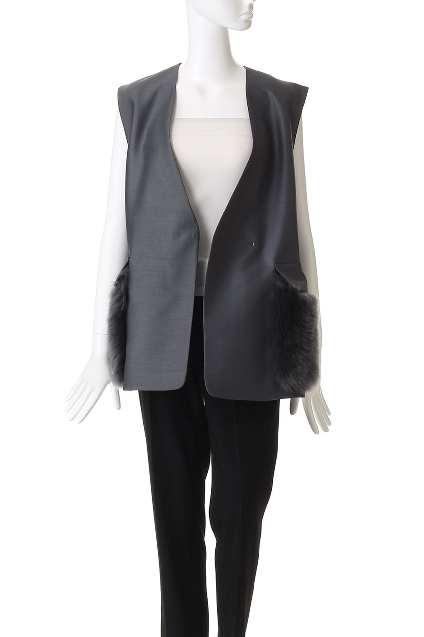 ebure(エブール)｜シルクウールツイル ムートンポケットジレ