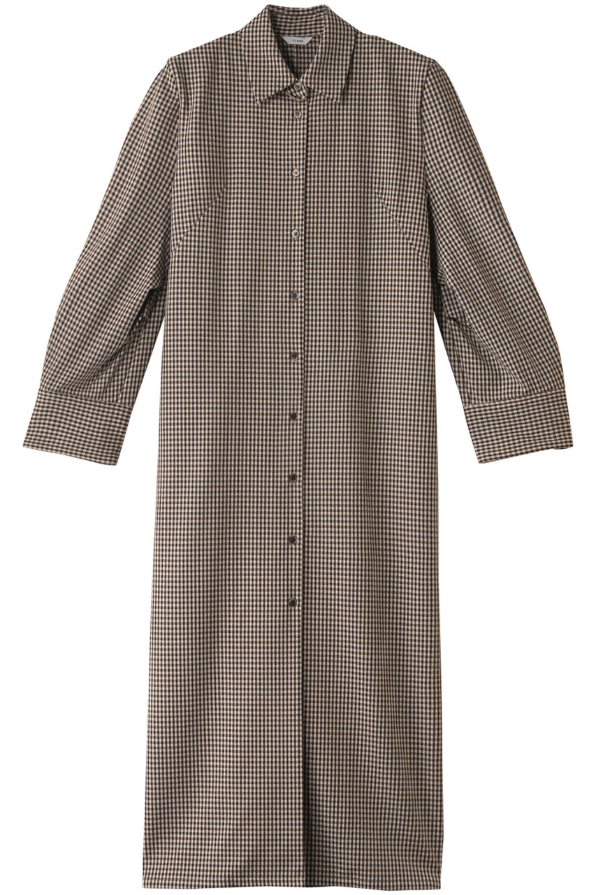 CLANE(クラネ)｜POWER SHOULDER CHECK SHIRT ONEPIECE ワンピース