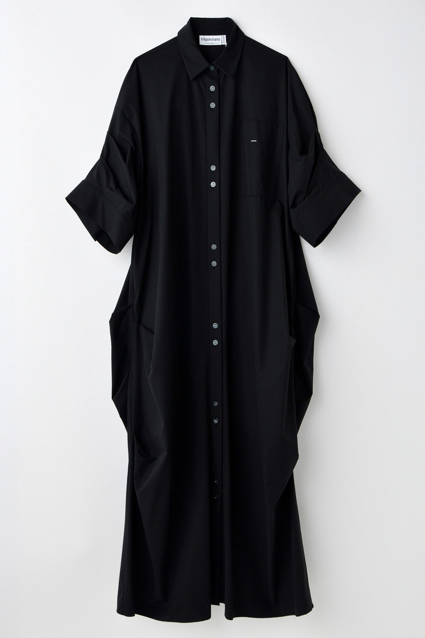 nagonstans(ナゴンスタンス)｜tuck drape shirt dress/ドレス/Black の