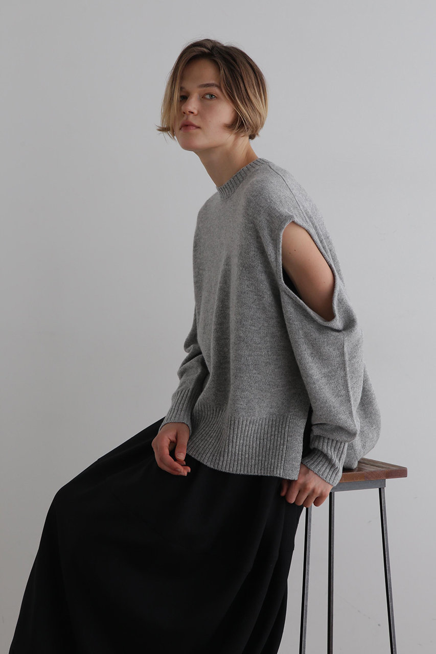 LE PHIL(ル フィル)｜ウールカシミアスリットニット/グレー の通販