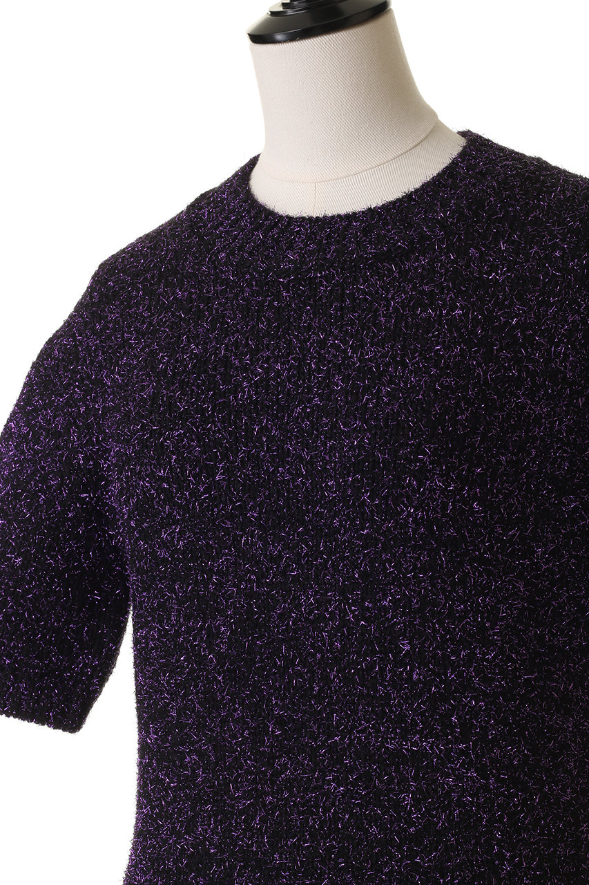 BLAMINK(ブラミンク)｜ラメショートスリーブニット/ブラック の通販