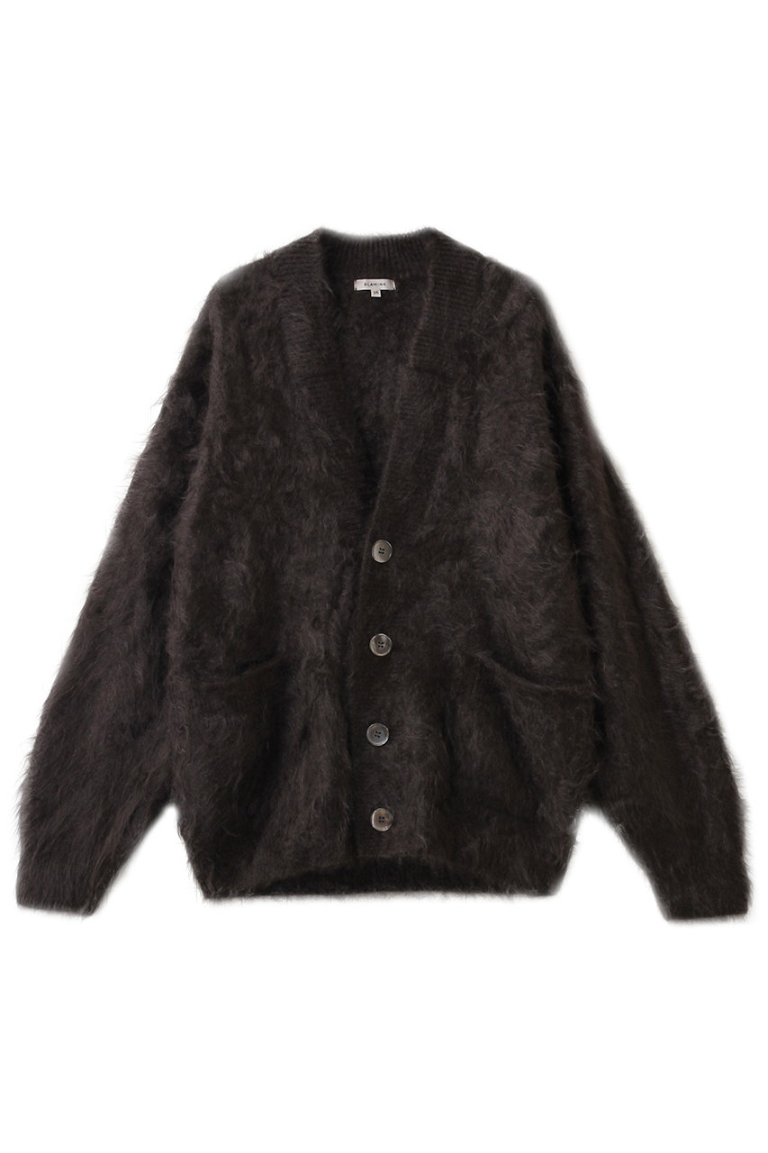 BLAMINK(ブラミンク)｜カシミヤファーVネックカーディガン/ダーク