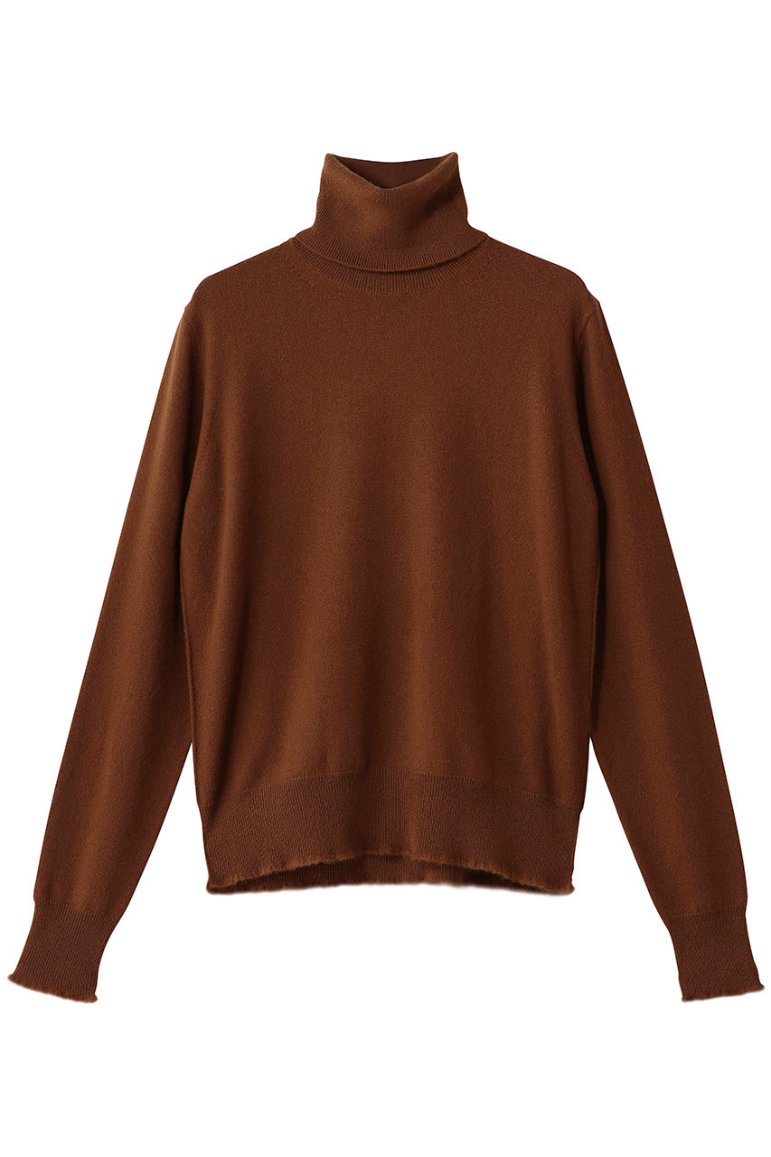 美品】ブラミンク カシミヤ12Gフリンジ タートルネックロングスリーブ