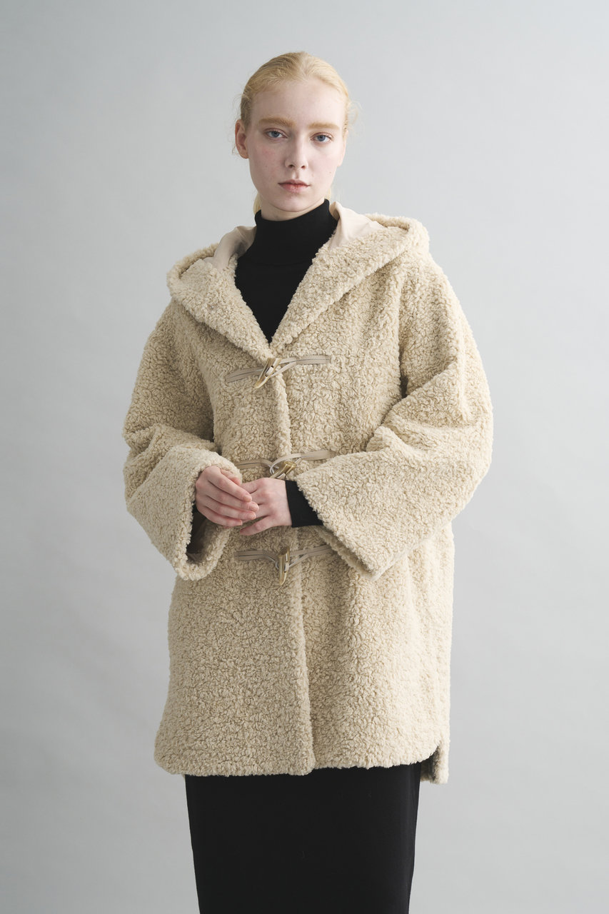 three dots(スリードッツ)｜プードルボア ダッフルコート/オフホワイト