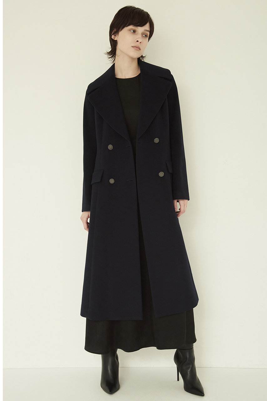 MW(エムダブリュー)｜ソフトウール ダブル ロングコート/ダーク