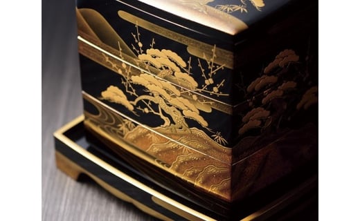 輪島塗 三段重（蓬莱蒔絵、平台付） - 石川県輪島市｜ふるさとチョイス