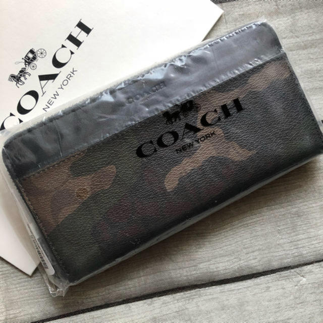 COACH - COACH コーチ メンズ 長財布 迷彩柄 カモフラ グリーン