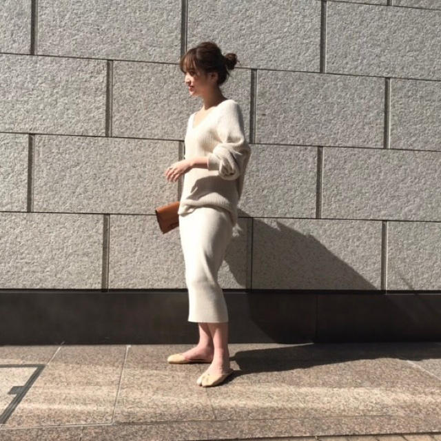 Deuxieme Classe Rib タイトスカート ホワイト