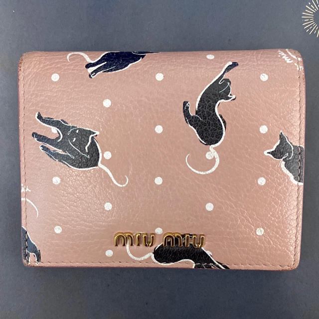 MIU MIU - ミュウミュウ 二つ折り財布 猫 ピンク【最終値下げ！】の