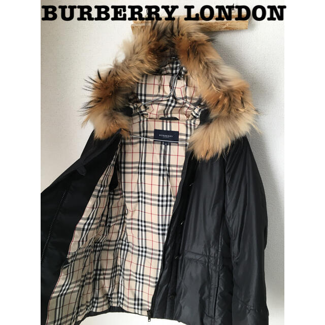 BURBERRY - BURBERRY LONDON リアルファー ノバチェック ダウンコート