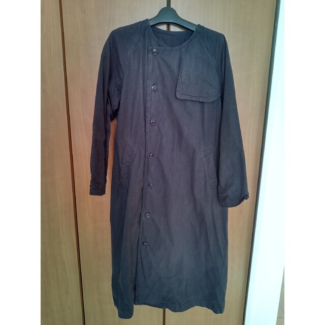 nest Robe - ネストローブ スーピマコットンノーカラーコート（黒）の