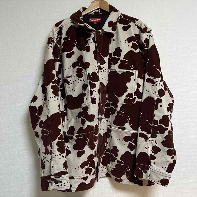 Supreme - supreme velvet chore coat XL cow柄 牛柄の通販 by