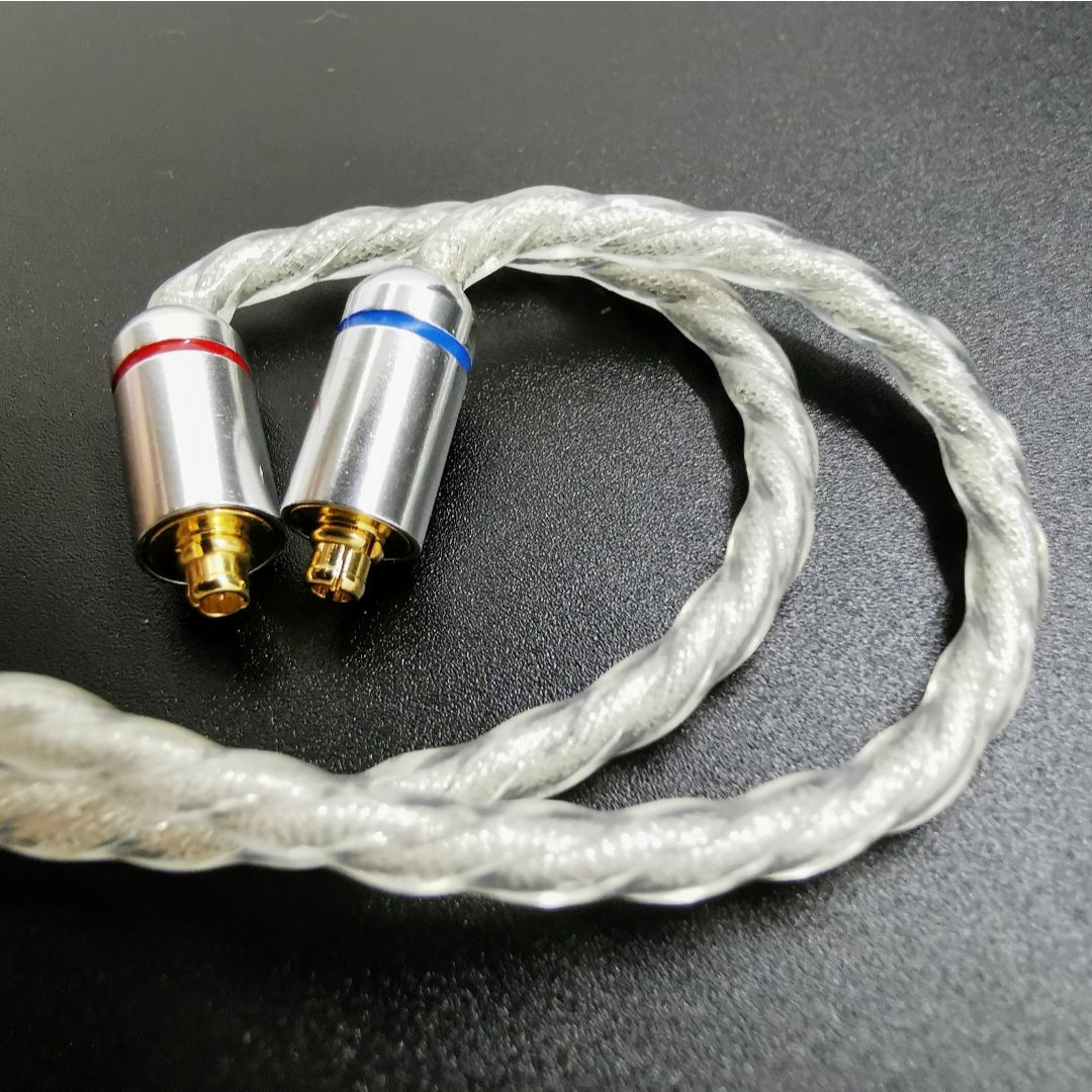 1点のみ】7N粒子単結晶銅銀メッキ リッツ構造ケーブルMMCX4.4mm L字の