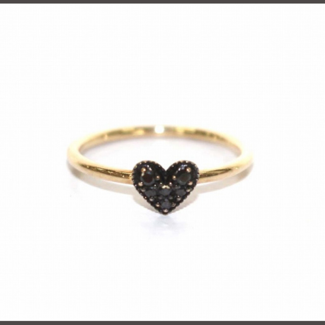 アガット リング 指輪 ハート 0.04ct ブラックダイヤモンド K10 9号の