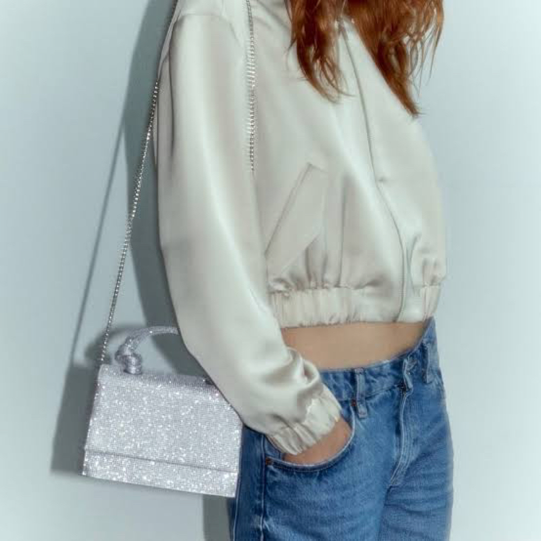ZARA - ZARA シャイニーミニシティバッグ ハンドバッグ ラインストーン