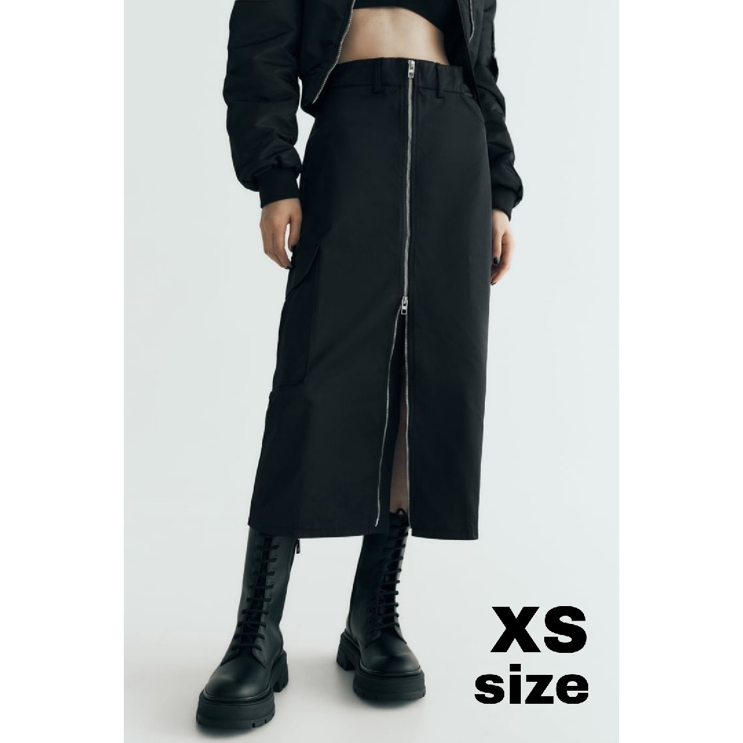 ZARA - ZARA ナイロンスカート ジッパー XSサイズ ブラックの通販 by