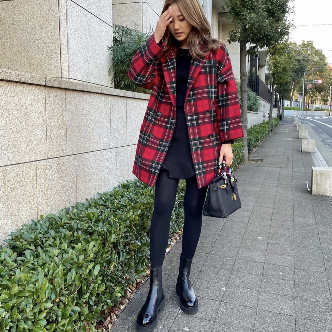 RED VALENTINO - RED VALENTINO 赤チェック コートの通販 by 又来綾