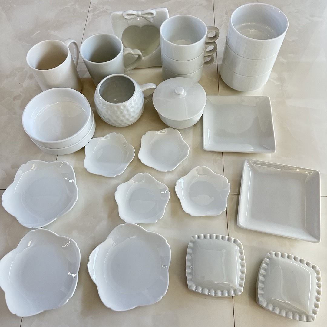 ポーセラーツ 白磁 24点セットの通販 by sora｜ラクマ