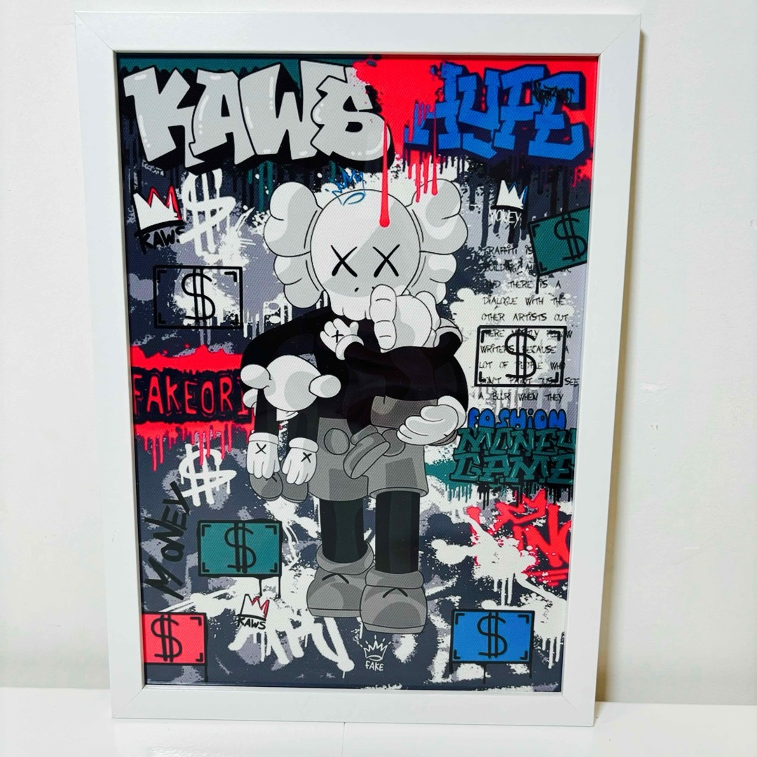 白額付きポスター】KAWS(カウズ)36ベアブリック(A4サイズ)の通販 by