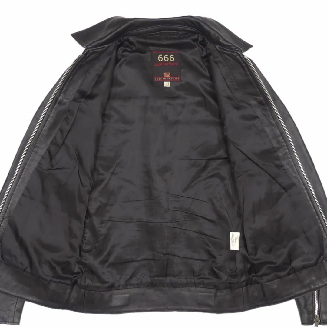 666 - 666 ライダース ジャケット 本革 シングル レザー 32 黒 HH9555
