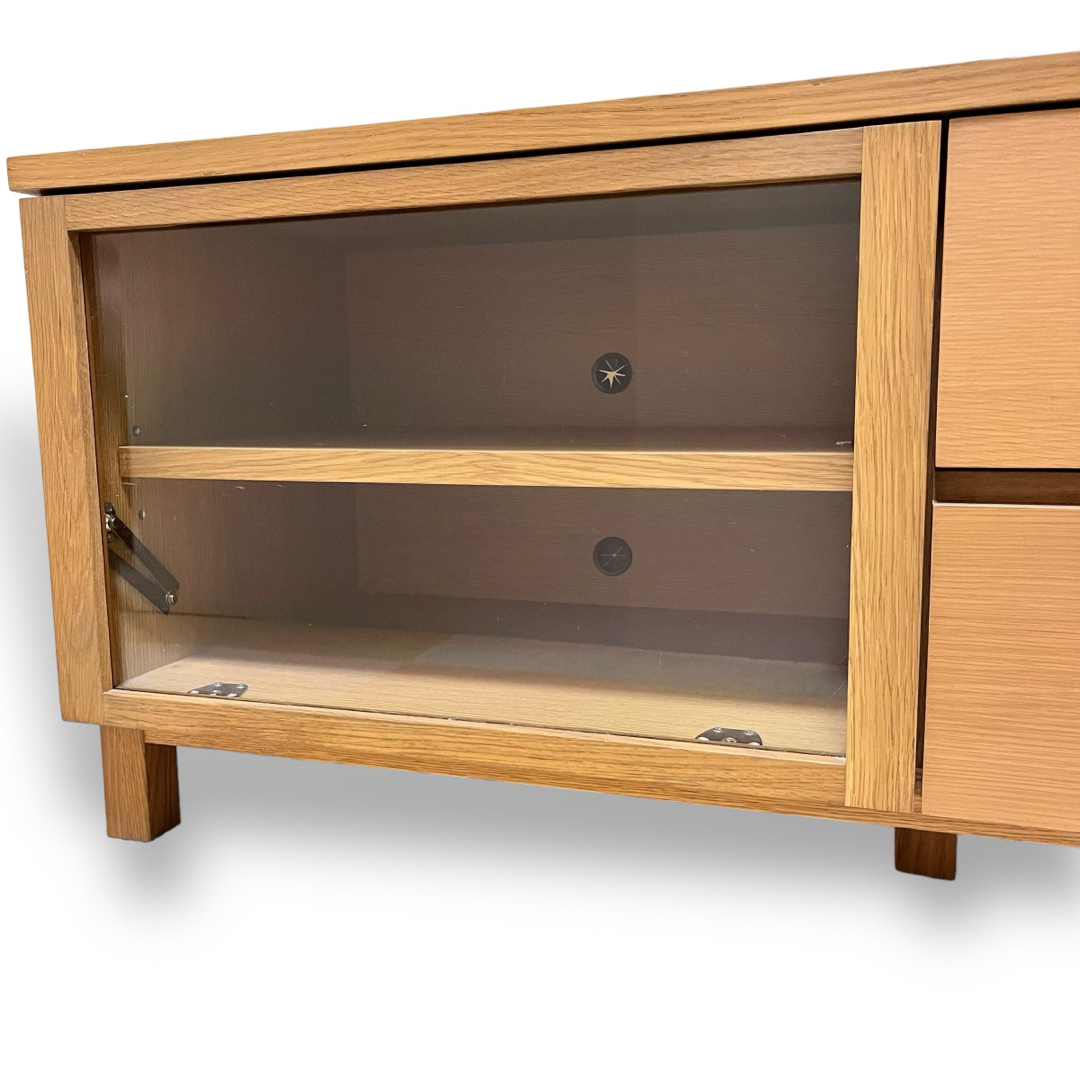 無印良品 【廃盤】 無印良品 オーク材 テレビボード 幅110 引き戸仕様