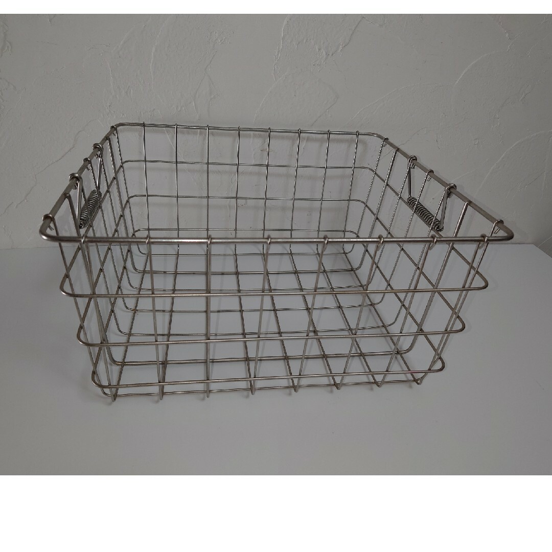 学校給食かご 食器入れ ステンレス アンティーク 昭和レトロ 籠