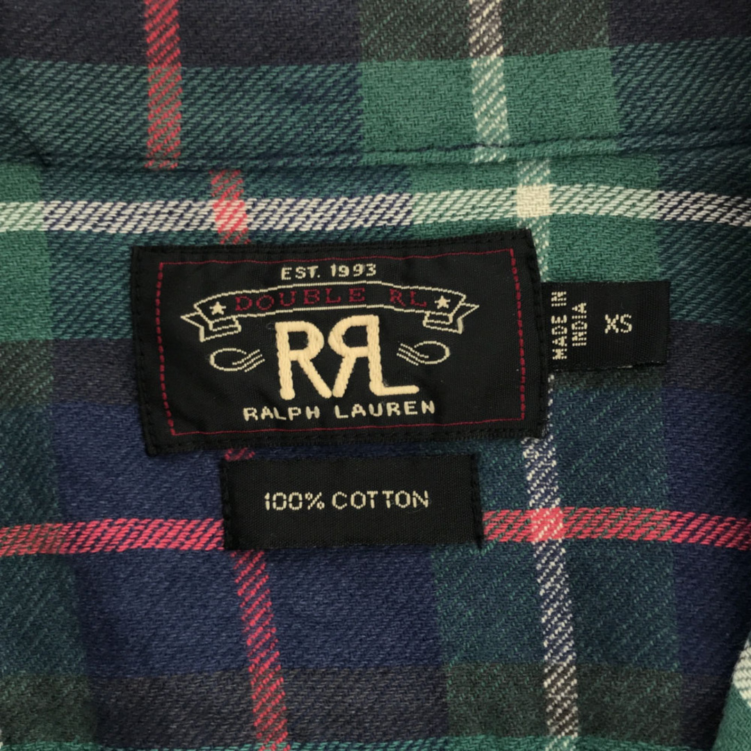 RRL - RRL 一ツ星 チェック 長袖 シャツ XS グリーン系 ダブルアール