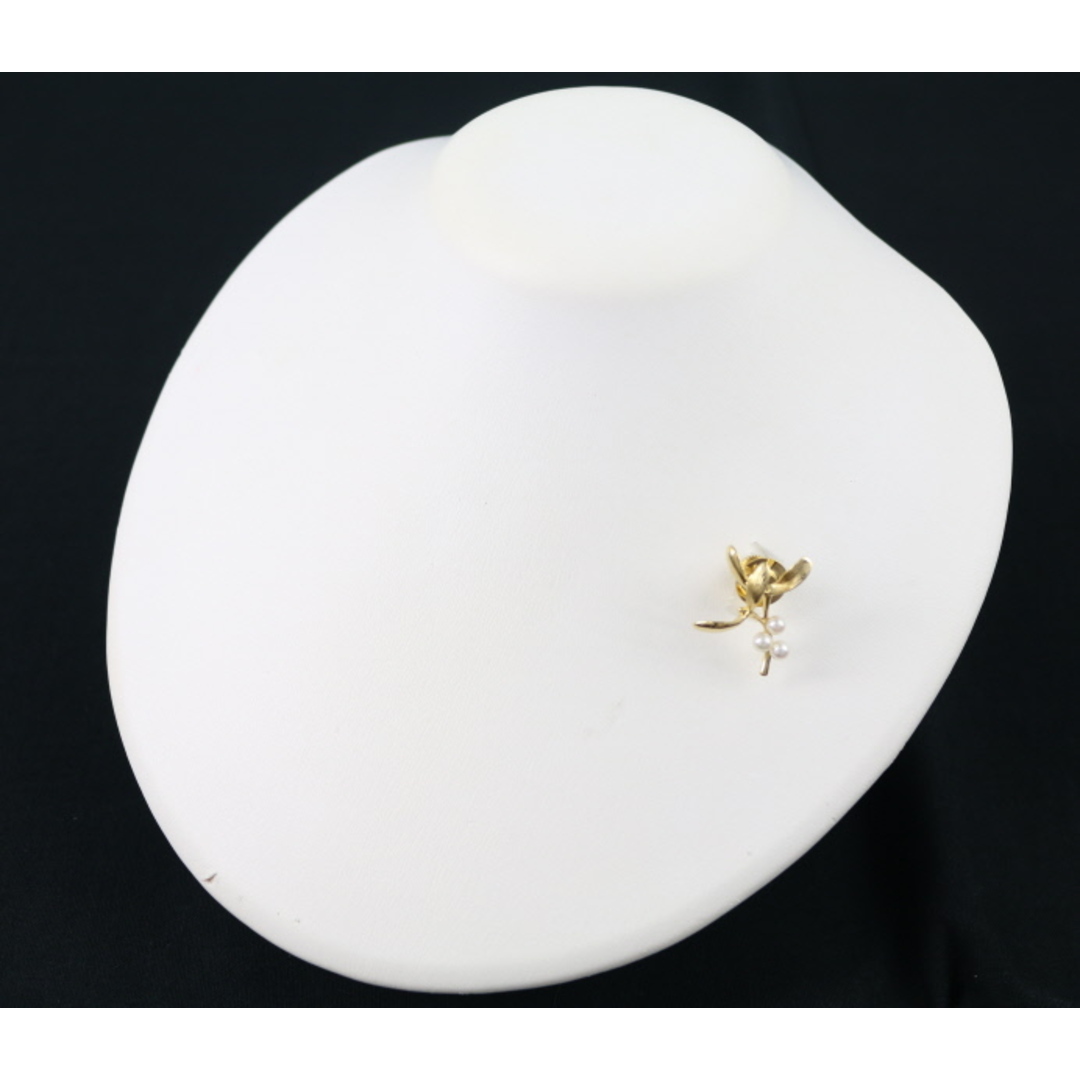 MIKIMOTO - ミキモト ブローチ ベビーパール 真珠 3.8mm リーフ ピン