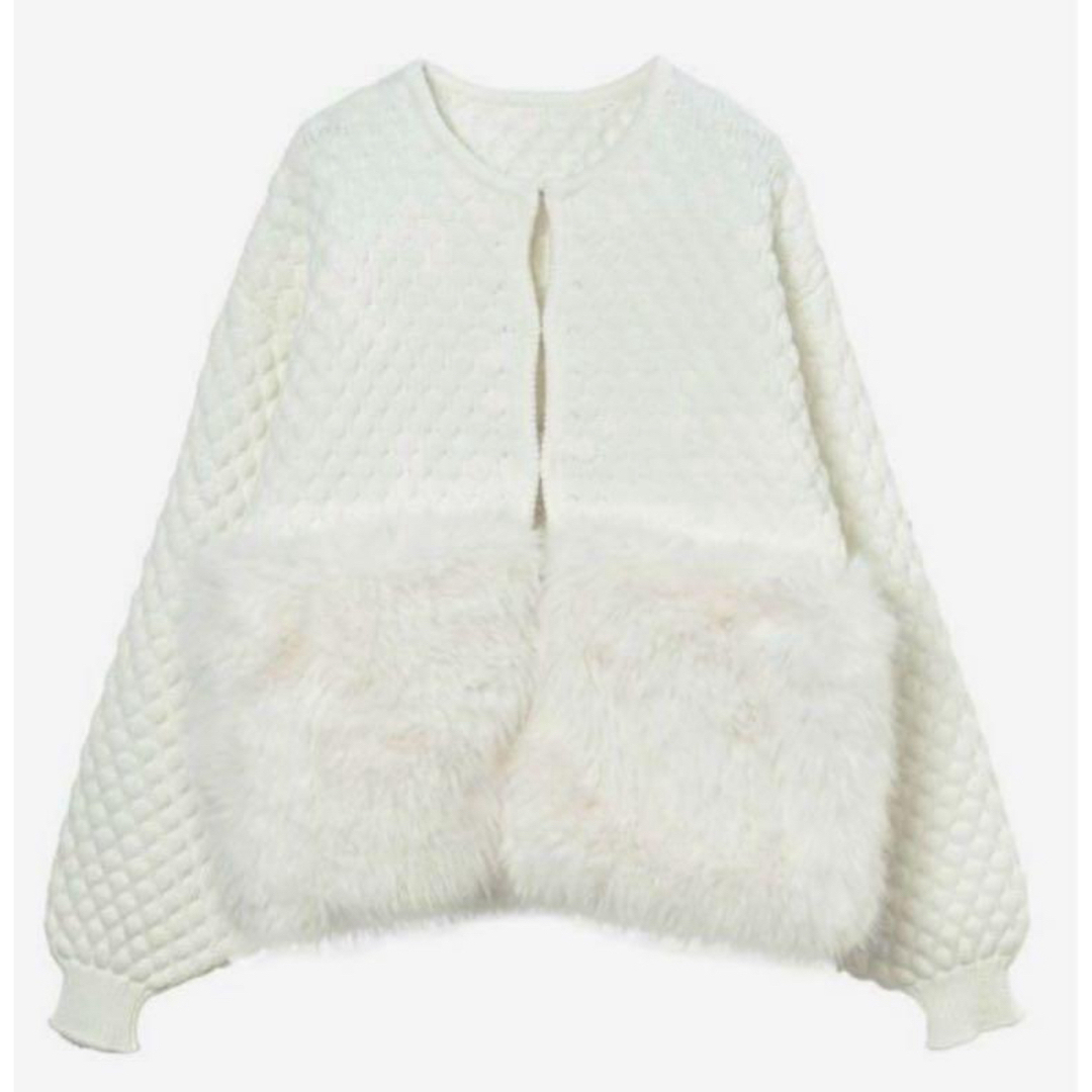 maisondeDolce.ファーリーNT ニットカーディガン maison de Dolce