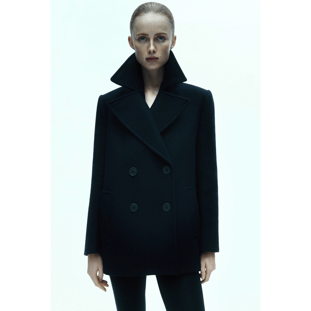 ZARA - 新品 ZARA ウール混紡ダブルブレスト仕様コート Lサイズの通販