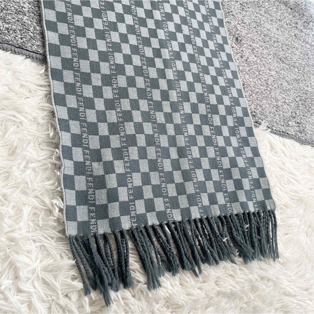 FENDI - イタリア製 フェンディ マフラー チェック柄 ロゴ入り