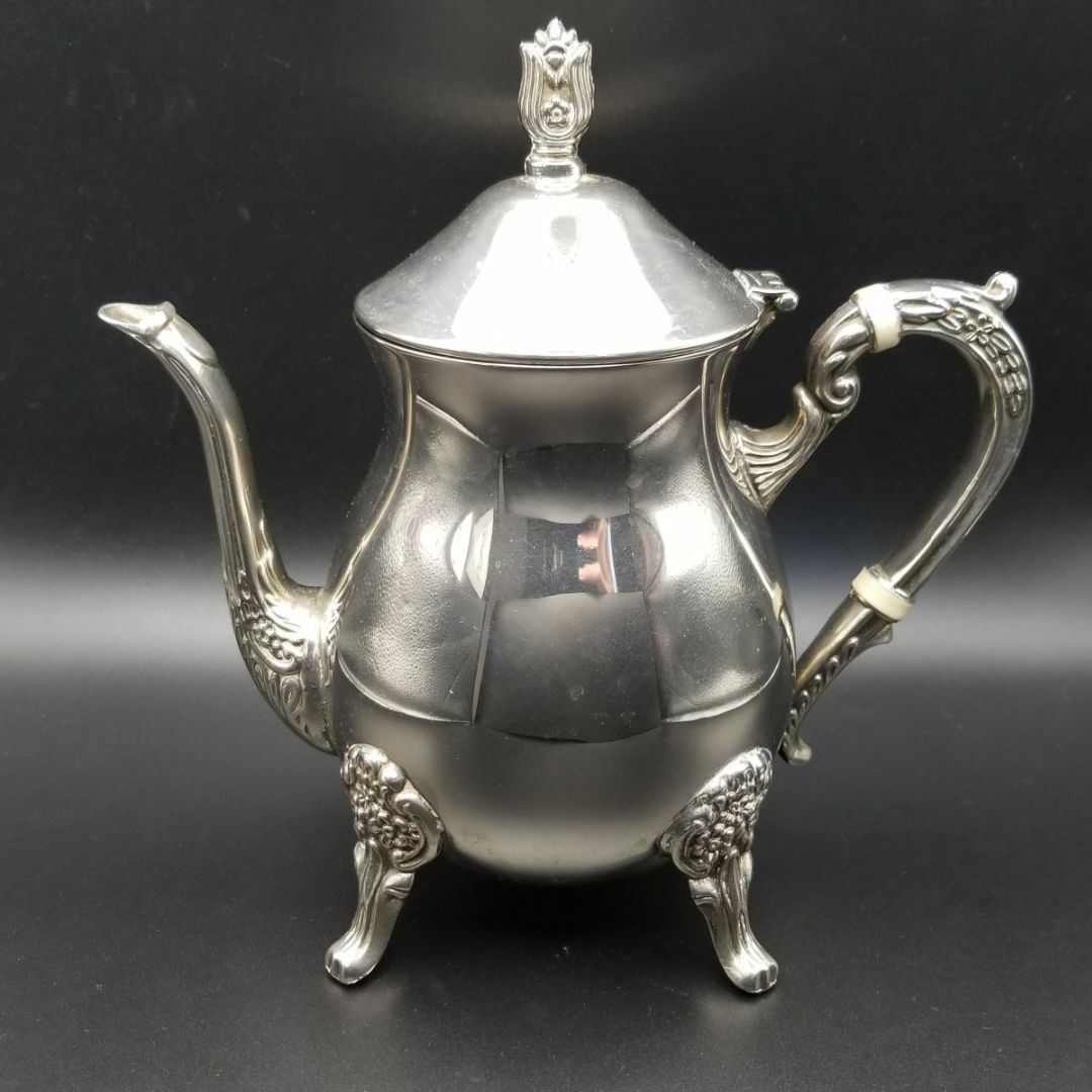 アンティーク ティーセット 銀メッキ 彫刻装飾 ヴィクトリアン風