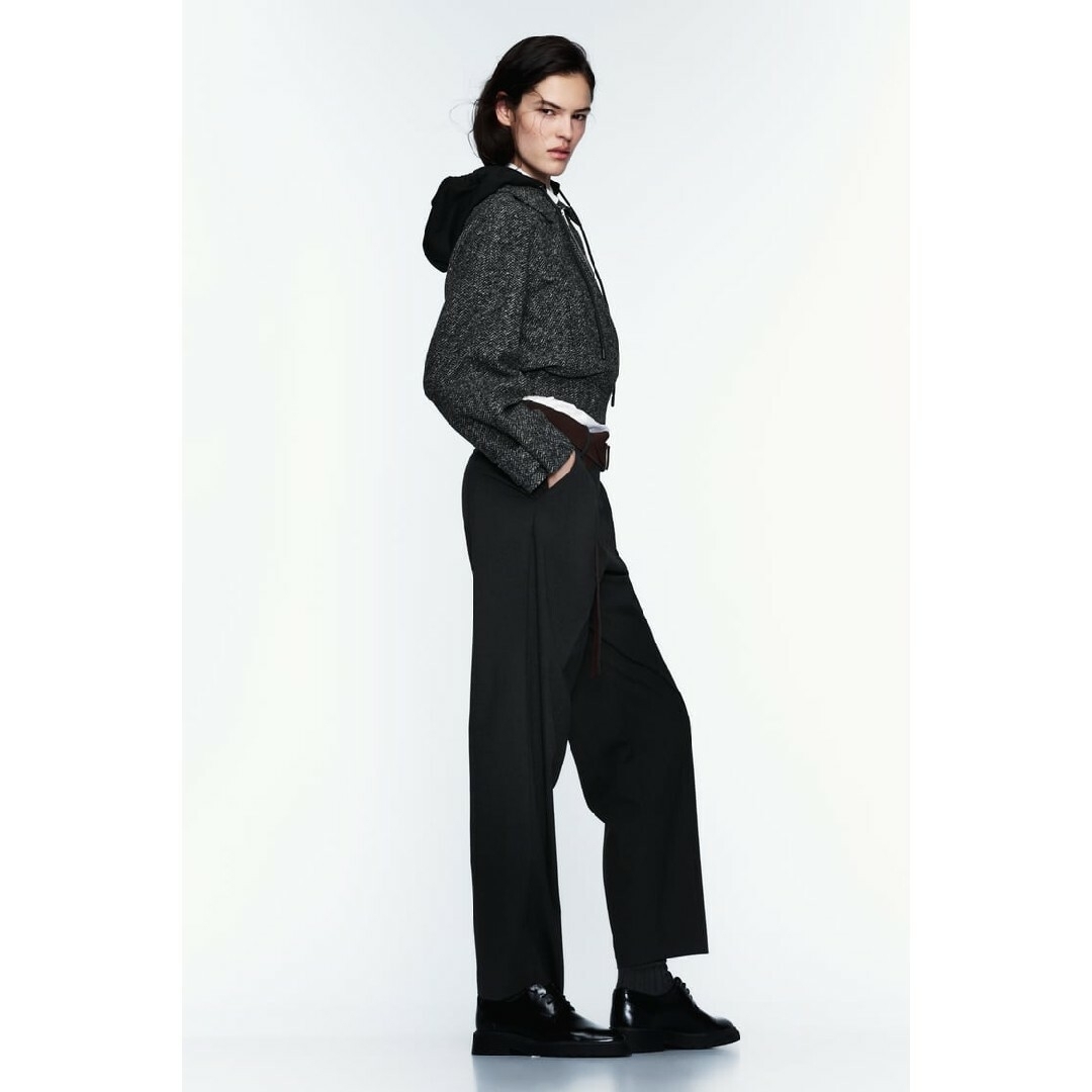 ZARA - ZARA クロップド フード フェルトテクスチャー ジャケット S