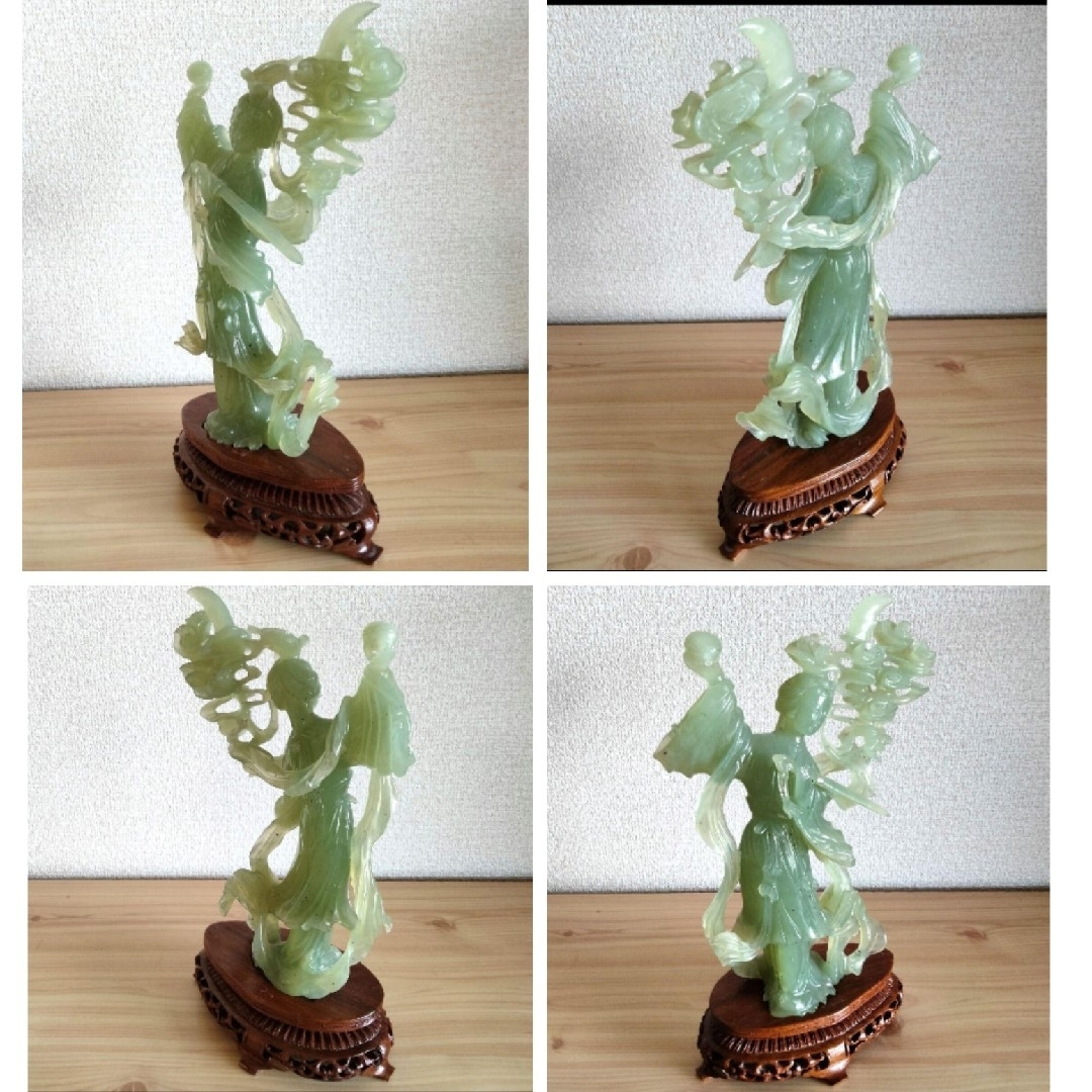中国美術 古美術品 翡翠 天女 羽衣天女 立像 香港 置物 時代物 縁起物