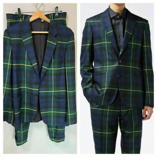 現行】ポールスミス スーツ上下 セットアップ ヘリンボーン グリーン