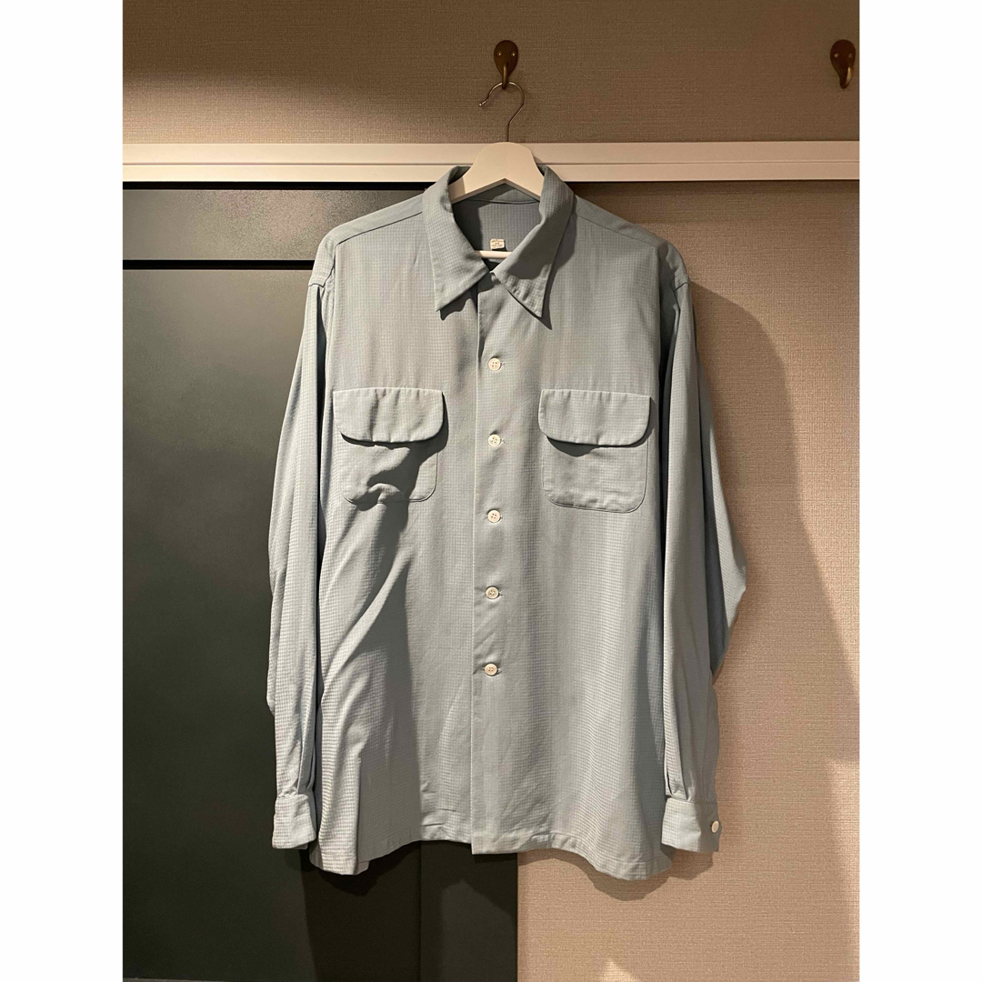 50s 実寸XL Wool / Nylon muslin box shirt