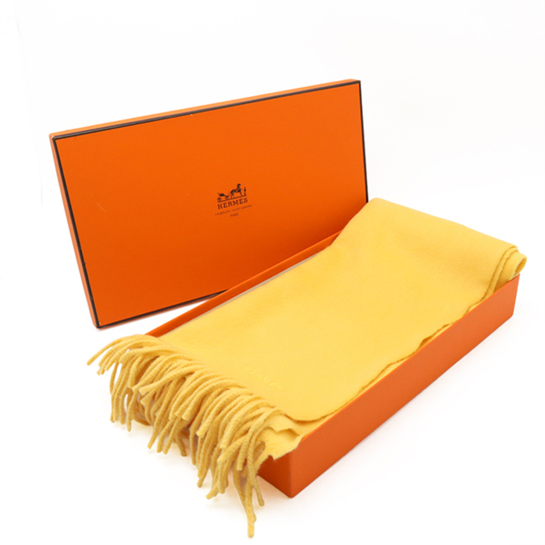 HERMES - HERMES エルメス マフラー ストール フリンジ ロゴ刺繍