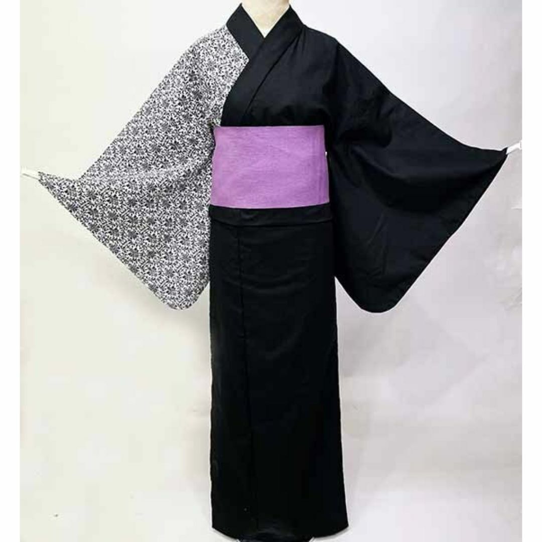 浴衣 単品 女性用 日本製 半身仕立て 綿100％ 黒色 NO42044の通販 by